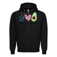 Black PEACE LOVE AVOCADOS Zipper Hoodie - Bettercallsaul