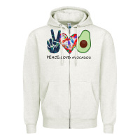 Oatmeal Heather PEACE LOVE AVOCADOS Zipper Hoodie - Bettercallsaul