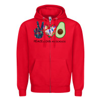 Red PEACE LOVE AVOCADOS Zipper Hoodie - Bettercallsaul