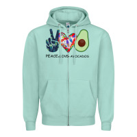 Seafoam PEACE LOVE AVOCADOS Zipper Hoodie - Bettercallsaul