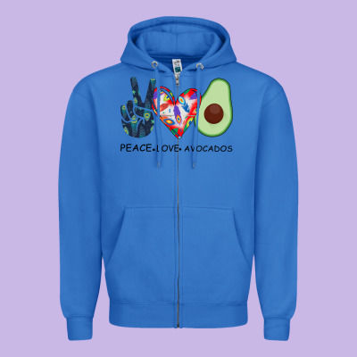 Peace Love Avocados Zipper Hoodie Designed By Bettercallsaul