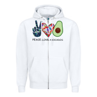 White PEACE LOVE AVOCADOS Zipper Hoodie - Bettercallsaul