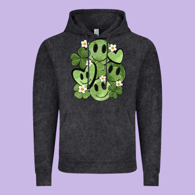 St. Patrick's Day Green Smile Vintage Hoodie Designed By Maliassmallbusiness