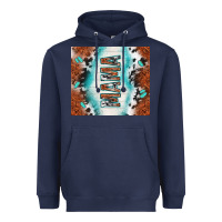 Navy tooled leather and cowhide mama Heavyweight Hoodie - TumblerDesignByShophia