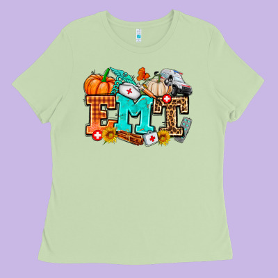 Emt With Fall Ladies Tee Designed By Adodesignshop
