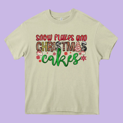 Snowflakes And Christmas Cakes Heavy Core Tee Designed By Jahusdesignshop