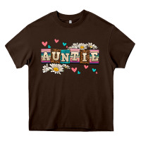 Chocolate Brown daisy auntie Heavy Core Tee - AdoDesignShop