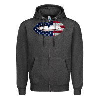 Charcoal Heather Lips American Flag Zipper Hoodie - Bettercallsaul