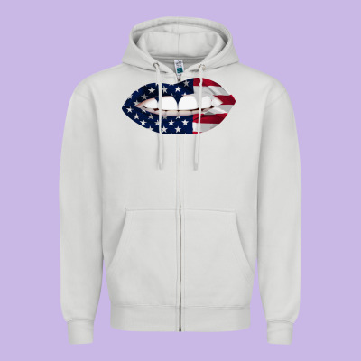 Lips American Flag Zipper Hoodie Designed By Bettercallsaul
