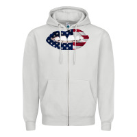 Dove Grey Lips American Flag Zipper Hoodie - Bettercallsaul
