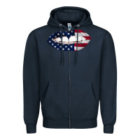 Navy Lips American Flag Zipper Hoodie - Bettercallsaul