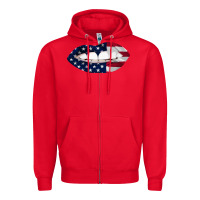 Red Lips American Flag Zipper Hoodie - Bettercallsaul