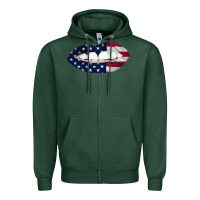 Sports Green Lips American Flag Zipper Hoodie - Bettercallsaul