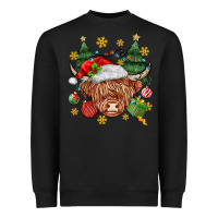 Black Christmas highland cow Heavyweight Sweatshirt - MaliasSmallBusiness