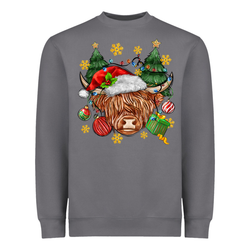 Christmas Highland Cow Heavyweight Sweatshirt by MaliasSmallBusiness | Teevron