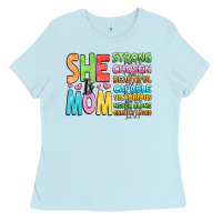 Baby Blue she is mom Ladies Tee - JahusDesignShop