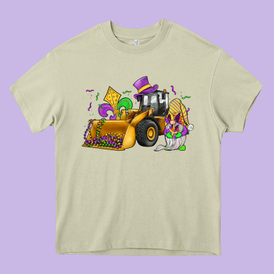 Mardi Gras Gnome Bulldozer Heavy Core Tee Designed By Jahusdesignshop
