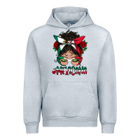 Heather Grey Mexicana Messy Bun Mama Urban Hoodie - BundleAndBundleShop
