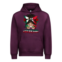 Mauve Wine Mexicana Messy Bun Mama Urban Hoodie - BundleAndBundleShop