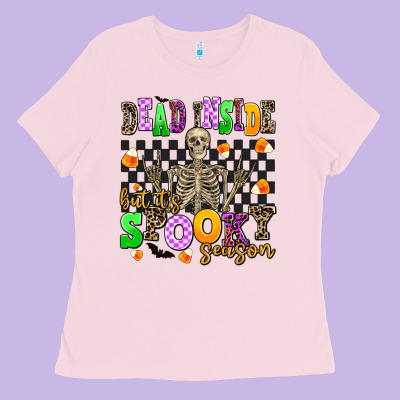 Dead Inside But It's Spooky Season Ladies Tee Designed By Adodesignshop