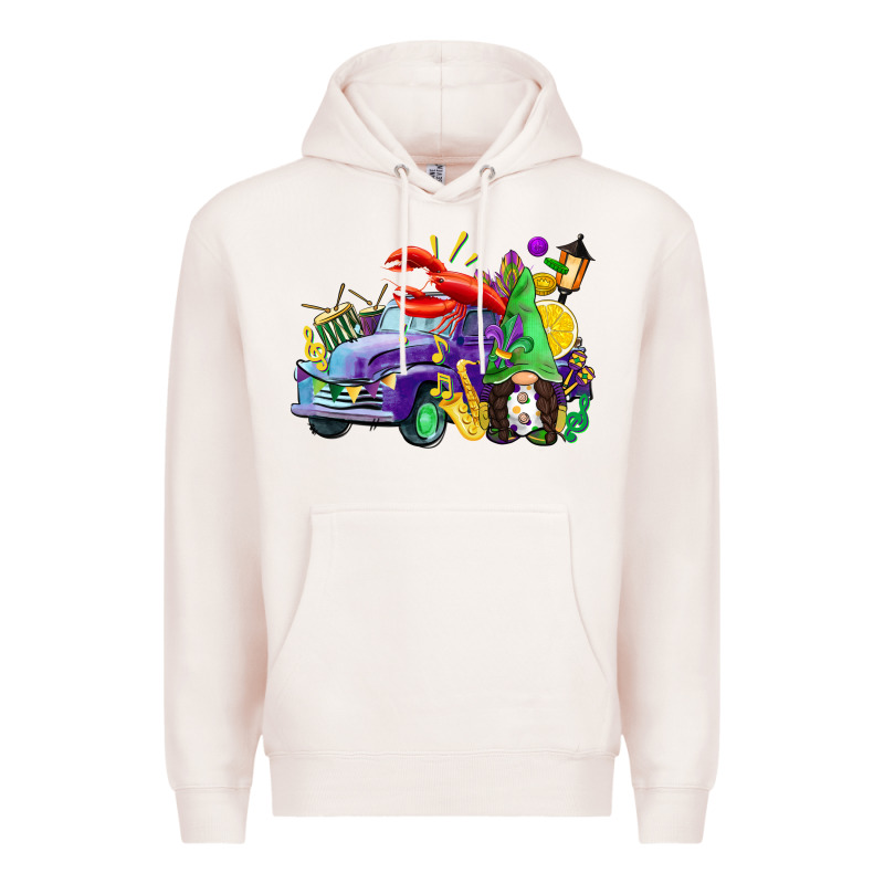 Mardi Gras Gnome On The Truck Premium Hoodie by CowGirlArtShop | Teevron
