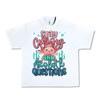 White stay curious and axolotl questions Urban Heavy Tee - MaliasSmallBusiness
