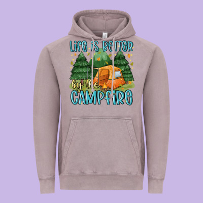 Life Is Better By The Camp Fire Vintage Hoodie Designed By Maliassmallbusiness
