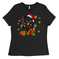 Black black cat meowy christmas Ladies Tee - AdoDesignShop