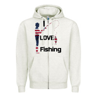 Oatmeal Heather I love fishing Zipper Hoodie - Bettercallsaul