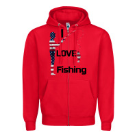 Red I love fishing Zipper Hoodie - Bettercallsaul