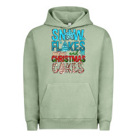 Pigment Oil Green Snow Flakes aAd Christmas Cakes Urban Hoodie - BundleAndBundleShop