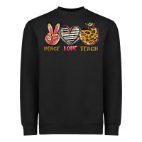 Black peace love teach Heavyweight Sweatshirt - NancyCooperArtShop