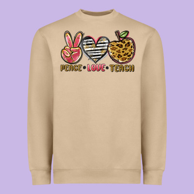 Peace Love Teach Heavyweight Sweatshirt Designed By Nancycooperartshop