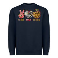 Navy peace love teach Heavyweight Sweatshirt - NancyCooperArtShop