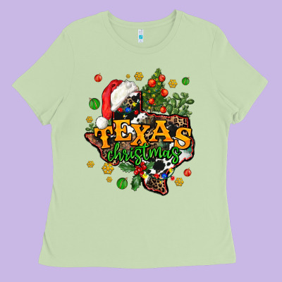 Texas Christmas Ladies Tee Designed By Adodesignshop