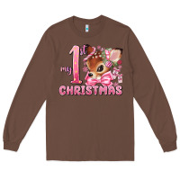 Chestnut my first christmas pink reindeer Long Sleeve Tee - MaliasSmallBusiness