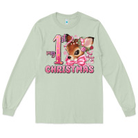 Matcha my first christmas pink reindeer Long Sleeve Tee - MaliasSmallBusiness