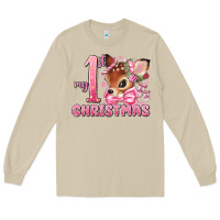 Mushroom my first christmas pink reindeer Long Sleeve Tee - MaliasSmallBusiness