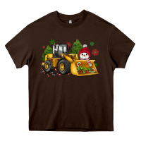 Chocolate Brown christmas bulldozer snowman Heavy Core Tee - JahusDesignShop