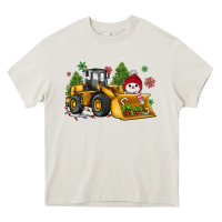 Cream christmas bulldozer snowman Heavy Core Tee - JahusDesignShop