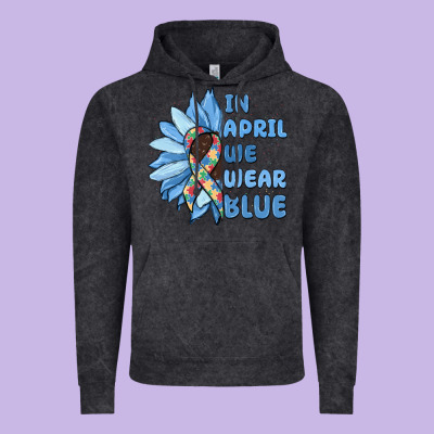 In April We Wear Blue Vintage Hoodie Designed By Maliassmallbusiness