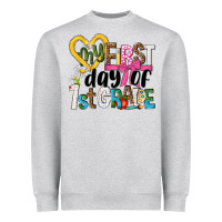 Heather Grey my first day of 1st grade Heavyweight Sweatshirt - NancyCooperArtShop