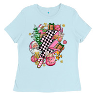 Baby Blue pink christmas lightning bolt Ladies Tee - AdoDesignShop