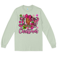 Matcha pink christmas joy black woman Long Sleeve Tee - MaliasSmallBusiness