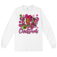 White pink christmas joy black woman Long Sleeve Tee - MaliasSmallBusiness