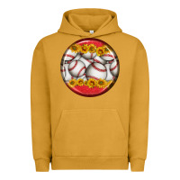 Pigment Peanut Butter baseball with sunflower round earrings Urban Hoodie - BundleAndBundleShop