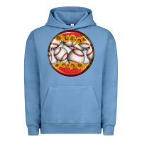 Pigment Pebble Blue baseball with sunflower round earrings Urban Hoodie - BundleAndBundleShop