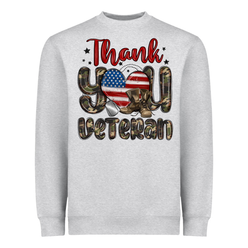 Thank You Veteran Heavyweight Sweatshirt by MaliasSmallBusiness | Teevron