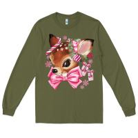 Army Green reindeer head christmas Long Sleeve Tee - MaliasSmallBusiness
