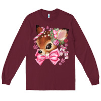 Burgundy reindeer head christmas Long Sleeve Tee - MaliasSmallBusiness